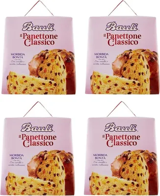 Produktbild von 4x Bauli Il Panettone Classico Weihnachtskuchen Backprodukt mit Rosinen und Kandierten Früchten 700g