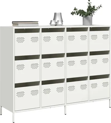 Produktbild von vidaXL Sideboard Weiß 135x39x103,5 cm Kaltgewalzter Stahl