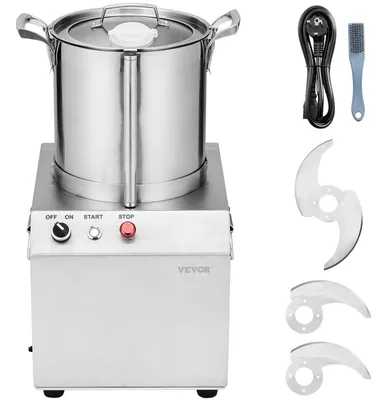 Produktbild von VEVOR Küchenmaschine & Gemüseschneider, 10L Lebensmittelgeeignet Edelstahl Küchenmaschine mit 2 zusätzlichen S-Klingen, ideal zum Zerkleinern von Gemüse, Obst, Getreide, Nüssen, 10 L