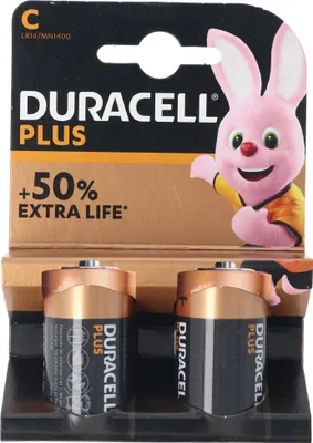 Produktbild von Duracell Plus, Einwegbatterie, C, Alkali, 1,5 V, 2 Stück(e), Schwarz, Gold