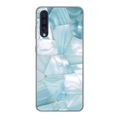 Produktbild von MuchoWow® Handyhülle Schutzhülle Hülle für Samsung Galaxy A30s Naturstein - Blau - Perlmutt Silikon Softcase Handy Hülle - Karteninhaber