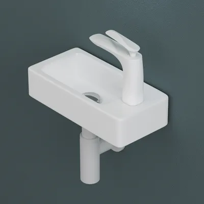 Produktbild von doporro Waschbecken 36x18x9,5cm Hängewaschbecken aus Keramik in weiß inkl. Nano-Versiegelung Brüssel3053L