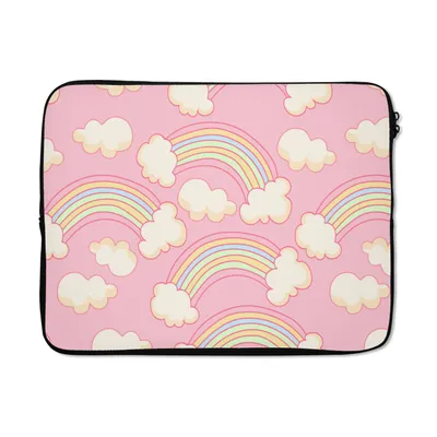 Produktbild von MuchoWow® Laptop Hülle 17 Zoll Laptoptasche Regenbogen - Wolken - Muster - Zipper - Schutzabdeckung