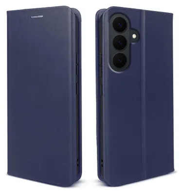 Produktbild von Leder Handyhülle für Samsung Galaxy S26 FE Echtleder Lederhülle Klapp Cover Hülle Case Kartenfach RFID Schutz Farbe: Blau