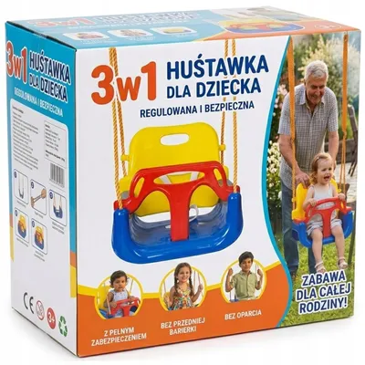 Zdjęcie produktu dla BEZPIECZNA HUŚTAWKA DLA DZIECI OGRODOWA NA LINACH DO DOMU OGRODU 3w1 LAZYhome