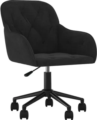 A black office chair with a five-star base and wheels, shown from a three-quarter angle against a white background.