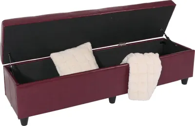 Obrázek produktu pro Sedací lavice s úložným prostorem Kriens XXL, Imitace kůže, 180x45x45cm MVG-certifikát  červená