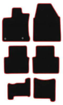 Produktbild von Velours-Fußmatten für Nissan Qashqai +2 2007-2013 (Crossover) – 4-tlg, Schwarz/Rot, passgenau – Wielganizator CARLUX