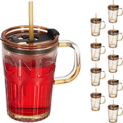 Zdjęcie produktu dla szklanki do napojów relaxdays w zestawie 10 sztuk z uchwytem