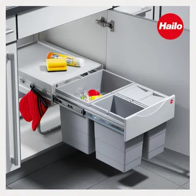 Immagine prodotto di Hailo odpadkový koš 3642131 Prostorově úsporný tandem 2x 8,5 + 18 litrů světle šedý