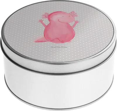 Produktbild von Mr. & Mrs. Panda Kaffeedose Axolotl Hurra - Grau Pastell - Geschenk, Vorratsdosen, Lurch, Teedose, Keksdose, Vorratsbehälter, Motivation, Freude, Dose