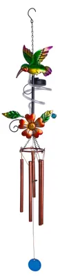 Produktbild von LED Solarleuchte / Windspiel "COLIBRI", Lampe für den Außenbereich im Romantik-Style, aus Metall und Kunststoff in bunt, 17 x 10,8 x 98 cm, mit LED Platine – mit Druckschalter – Dämmerungssensor