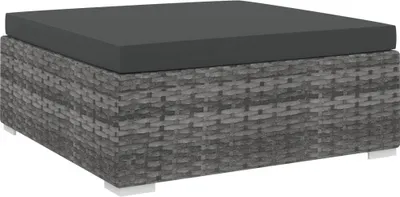 Image de Tabouret de pied modulaire 1 pc + coussins Poly rotin gris