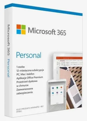 Obrázek produktu pro Microsoft 365 Personal, Kancelářský balík, Plná, 1 licencí, 1 rok/roky, Předplatné, Polský