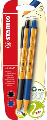 Produktbild von Druck-Kugelschreiber - STABILO pointball - 2er Pack - blau, schwarz