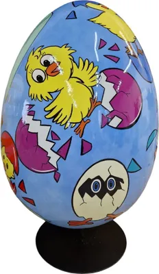 Produktbild von Casa Padrino Luxus XXL Deko Osterei mit Ständer Mehrfarbig / Schwarz 75-95 cm