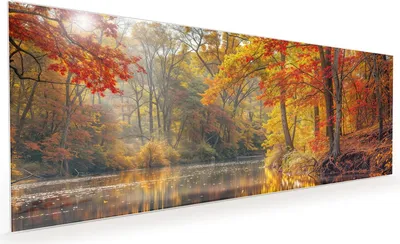 Produktbild von Küchenrückwand Spritzschutz Glas mit Motiv Herbstwald See 40 x 40 cm