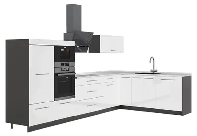 Immagine prodotto di Cucina angolare completa Vicco Fame-Line Bianco lucido/Antracite 347 x 207 cm, PL Marmo, Model 63583