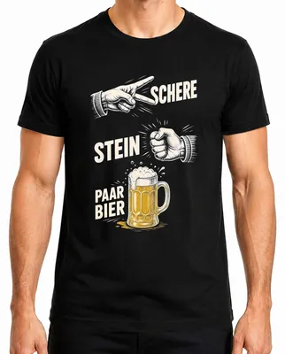 Produktbild von Schere Stein Paar Bier Lustig Saufen Party Statement Sarkasmus Herren T-Shirt, Schwarz, XL