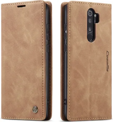 Image de Etui Redmi Note 8 Pro, étui rétro en cuir PU, pochettes pour cartes, fermeture magnétique, étui avec fonction stand pour Xiaomi Redmi Note 8 Pro Marron