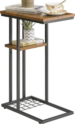 Produktbild von YMYNY Beistelltisch C-Form Kaffeetisch Lagerregal Drahtgeflecht Sofatisch Vintage 40x26x61.5cm