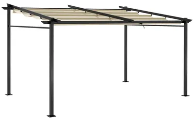 Image de Pergola - Abri de jardin avec toit coulissant et structure métallique résistante aux intempéries - 4 x 3 mètres
