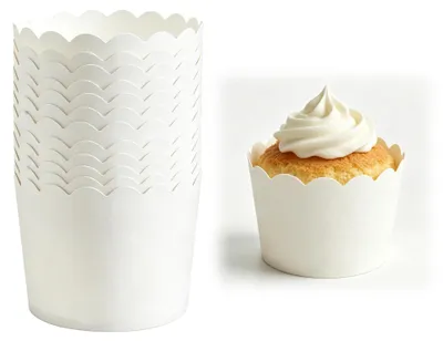 Zdjęcie produktu dla Zestaw 100 białych foremek do muffinek, idealnych do pieczenia