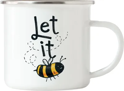 Produktbild von Let It Be(e) Emaille Tasse Bienen Motiv Sumsi Loslassen Mental Health Humorvolle Geschenkidee Spruch