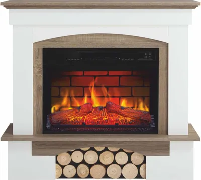 Produktbild von Casa Padrino Landhausstil LED Elektrokamin Weiß / Braun 98,5 x 30 x H. 90 cm