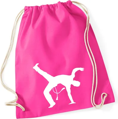 Produktbild von Huuraa Turnbeutel Capoeira Silhouette 12 Liter Fuchsia Baumwolle Rucksack Geschenkidee