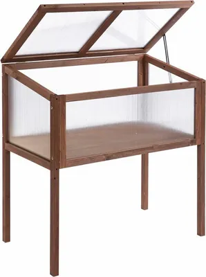 Zdjęcie produktu dla Outsunny drewniane podniesione łóżko zimna rama 90 x 50 x 93 cm stół do uprawy z pokrywą odporna na warunki atmosferyczne skrzynka do sadzenia ziół