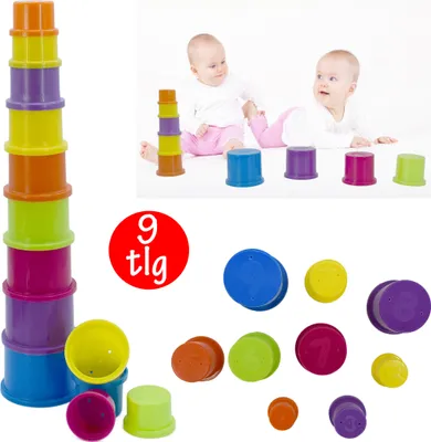 Produktbild von Stapelturm Pyramide 9 Becher Stapelspiel Becher Kinder Lernspielzeug für Babys