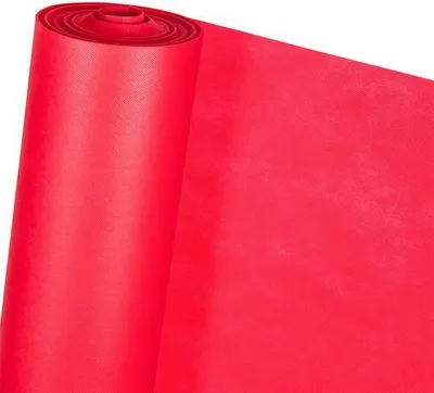 A roll of red non-woven fabric, likely for decoration.