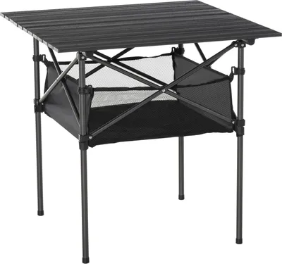 Zdjęcie produktu dla Stół Kempingowy Składany Aluminiowy Składany Stół Lekki Przenośny Z Siatkową Torbą Czarny 70X70X69Cm