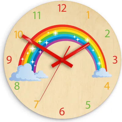 Produktbild von ModernClock, wanduhr, Wanduhr für Kinder Regenbogen, Silent Wanduhr, 30cm