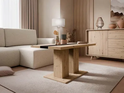Produktbild von MIRJAN24 Couchtisch Joshua, Stilvoll Kollektion, Wohnzimmer Kaffeetisch, Sofatisch (Farbe: Artisan Eiche / Artisan Eiche + Schwarz)