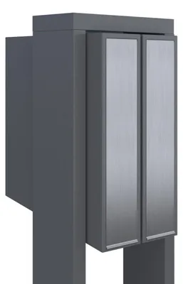 Produktbild von Briefkastenanlage Flag for Two in Grau Metallic mit Edelstahlklappe