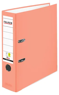 Image de Classeurs en plastique PP-Color originaux de Falken. Fabriqué en Allemagne. 8 cm de large DIN A4 saumon Classeur à anneaux Vegan Classeur à lettres Classeur de bureau Classeur en plastique Classeur à fente