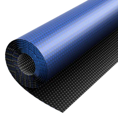 Zdjęcie produktu dla Plandeka solarna SucceBuy do basenów, 9754 x 4876 mm, o grubości 0,4 mm z dwuwarstwową warstwą powietrzną zatrzymującą ciepło, idealna do pochłaniania ciepła w ciągu dnia i jego magazynowania w nocy, kolor niebieski i czarny