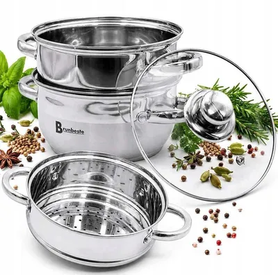 Produktbild von Dampfgar-Topf mit 2 Einsätzen für Gas und Induktion 3.3L