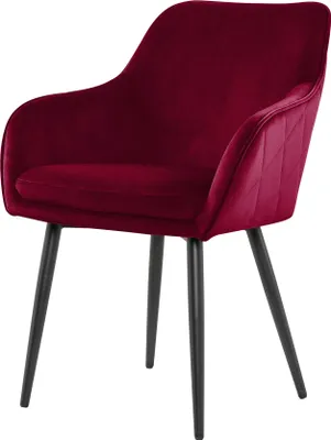 Produktbild von SalesFever Esszimmerstuhl | Stoffbezug in Samt-Optik | höhenverstellbares Metallgestell | Diamantsteppung | B 61 x T 60 x H 85 cm | rot – schwarz