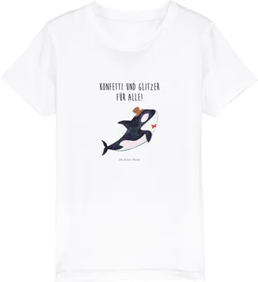 Produktbild von Mr. & Mrs. Panda Kleinkinder T-Shirt Orca Zylinder 12-14 Jahre (152/164) - Weiß - Geschenk, Organic Kinder, Baumwoll, Geburtstag, Fest, Kindershirt, Teenager, Shirts für