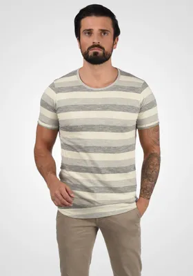 Produktbild von SOLID SDThicco Herren T-Shirt Kurzarm Shirt mit Streifen Rundhals-Ausschnitt 100% Baumwolle Regular fit