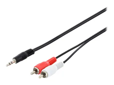 Zdjęcie produktu dla Digitus Kabel adaptera audio, 3,5 mm stereo, 3.5mm, Męska, 2 x RCA, Męska, 2,5 m, Czarny