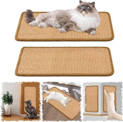 Productafbeelding van Famanu krabmatten voor katten - 2 stuks - 50 x 25 cm - zelfklevend - beige