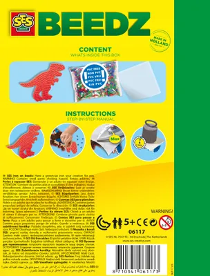 Produktbild von SES Creative 06117 Bügelperlen-Set T-Rex, 1200 Perlen mit Dinosaurier-Motiv für Kinder, 1200 Stück(e), 5 Jahr(e), Junge/Mädchen, Kind, Dinosaurier, Gemischte Farben