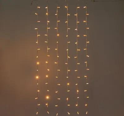 Produktbild von LED Lichtvorhang 192 Multi 4m x 1m Kabel transparent Warmweiß koppelbar 3/6