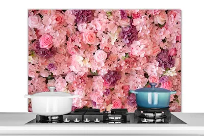Obrázok produktu pre MuchoWow® Splashback Kuchyňa - Kuchynský backsplash - Ochrana steny pre sporák a drez Kvety - Ružová - Ruže 100x65cm Alu-Dibond (alternatíva k