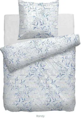 Zdjęcie produktu dla HnL Satynowa pościel Randy Flowers White Blue 155x220 cm + 80x80 cm