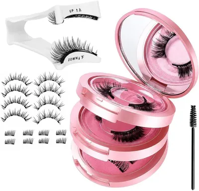 Image de Ensemble de faux cils magnétiques, comprenant 4 paires, un applicateur et une brosse, pour un look naturel
